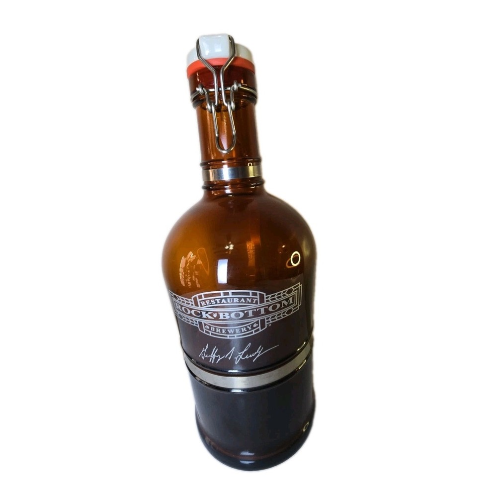 VTG Rock Bottom Brewery 2 Liter Growler Geoff A Lundy Brewmaster Signature 64oz
